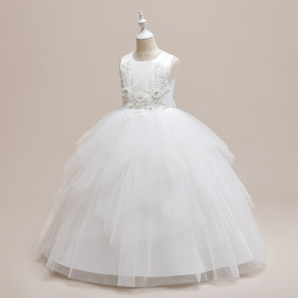 Puffy Tulle Ball Gown Maxi Dress for Girls with Applique & Sequins - Cute Princess Party Dress