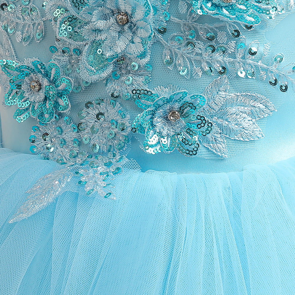 Puffy Tulle Ball Gown Maxi Dress for Girls with Applique & Sequins - Cute Princess Party Dress