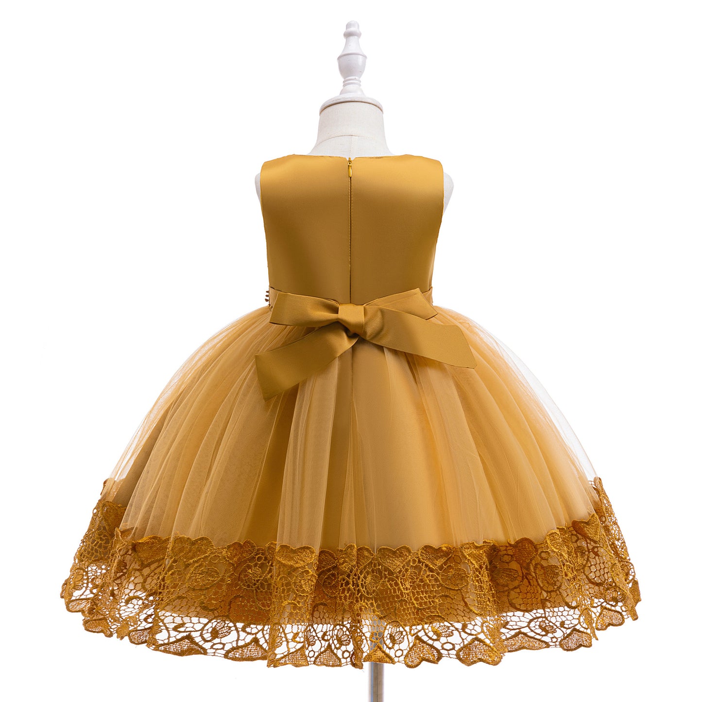 Puffy Tulle Flower Girl Dress with Lace Applique – Cute Ball Gown for Parties & Weddings