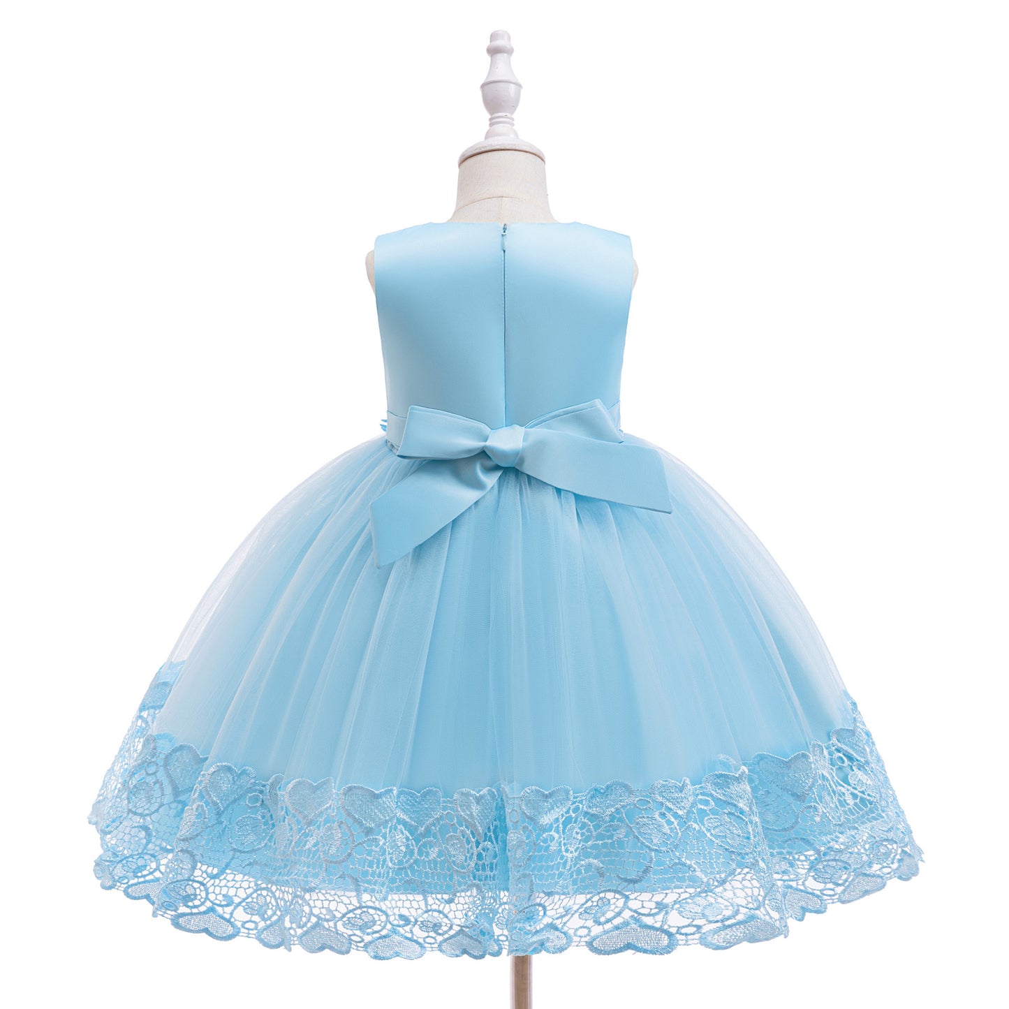 Puffy Tulle Flower Girl Dress with Lace Applique – Cute Ball Gown for Parties & Weddings