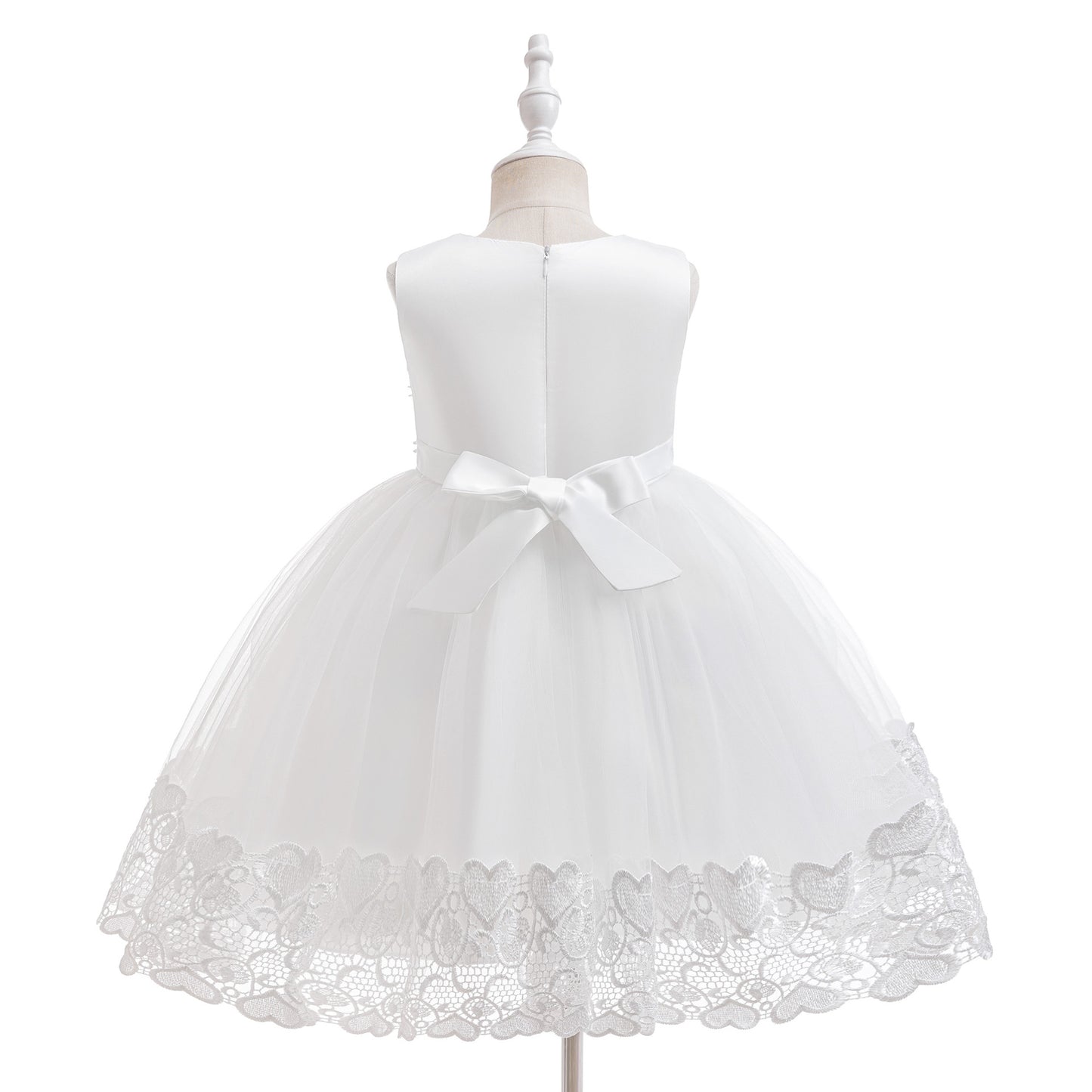 Puffy Tulle Flower Girl Dress with Lace Applique – Cute Ball Gown for Parties & Weddings