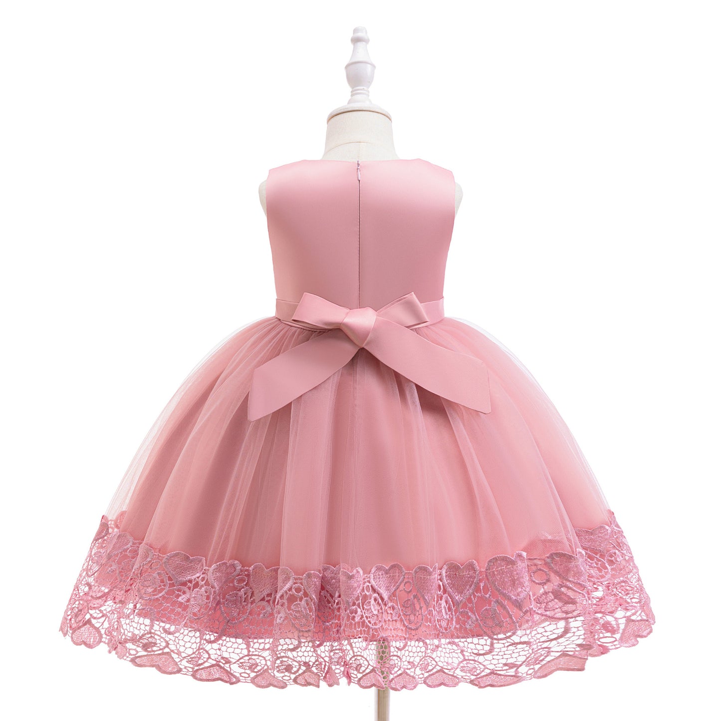 Puffy Tulle Flower Girl Dress with Lace Applique – Cute Ball Gown for Parties & Weddings