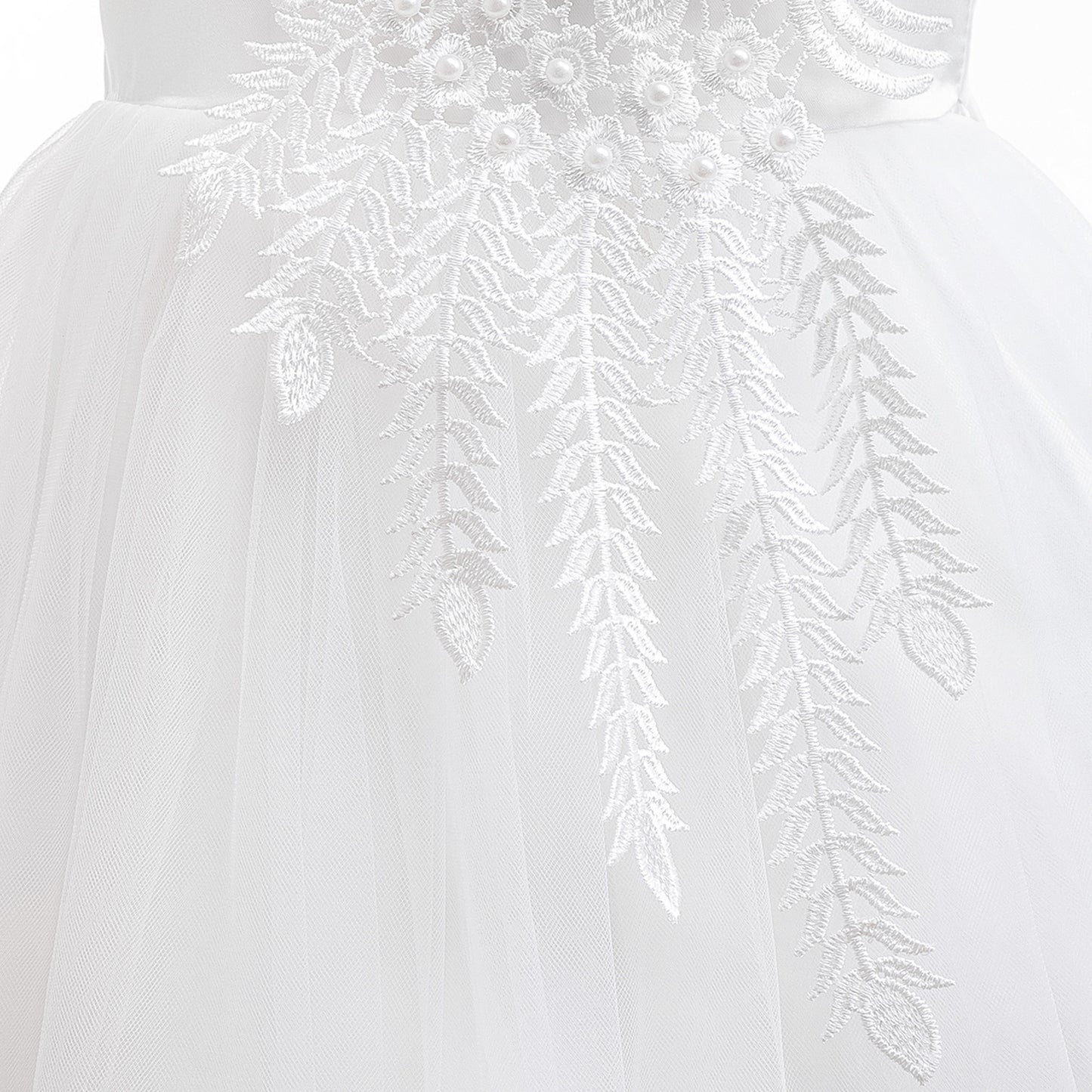Puffy Tulle Flower Girl Dress with Lace Applique – Cute Ball Gown for Parties & Weddings
