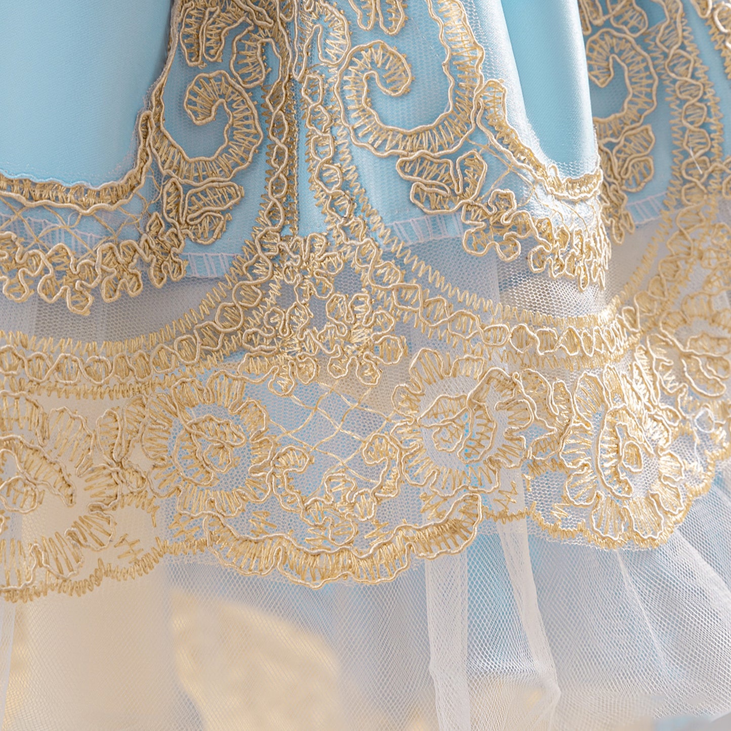 Adorable High-Low Satin Ball Gown for Girls with Lace & Bow – Party, Wedding, Festival Dress