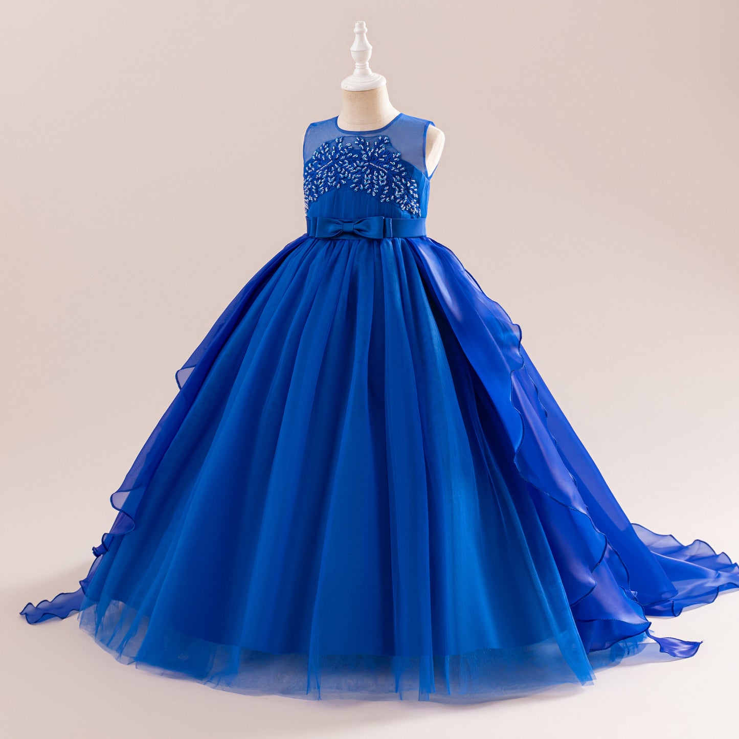 Girls A-line Sequin Embroidered Tulle Maxi Dress – Party & Formal Wear