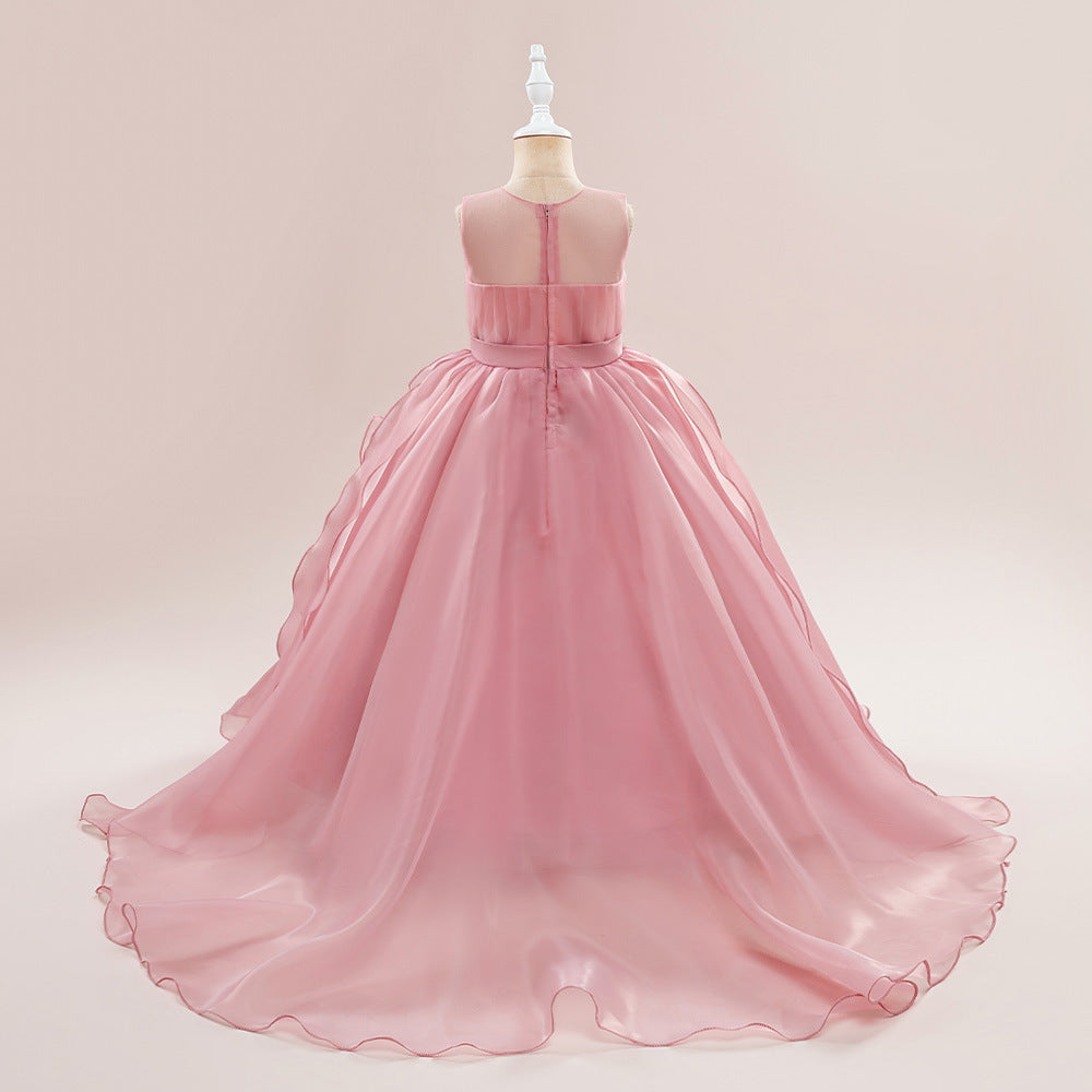 Girls A-line Sequin Embroidered Tulle Maxi Dress – Party & Formal Wear
