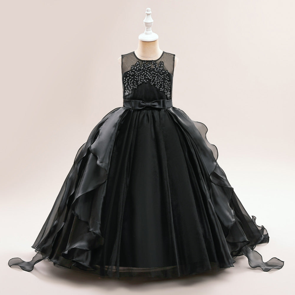 Girls A-line Sequin Embroidered Tulle Maxi Dress – Party & Formal Wear
