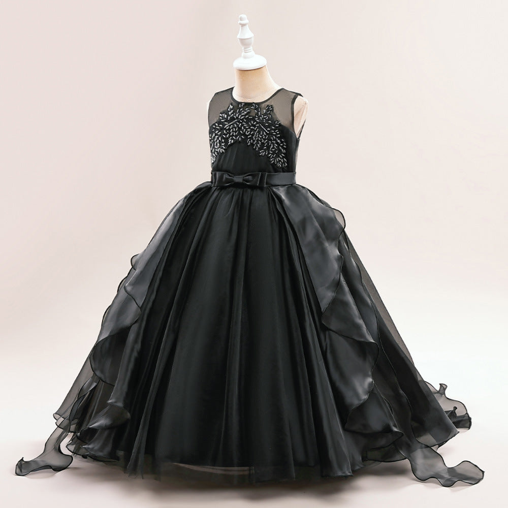 Girls A-line Sequin Embroidered Tulle Maxi Dress – Party & Formal Wear