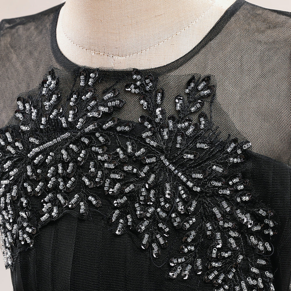 Girls A-line Sequin Embroidered Tulle Maxi Dress – Party & Formal Wear