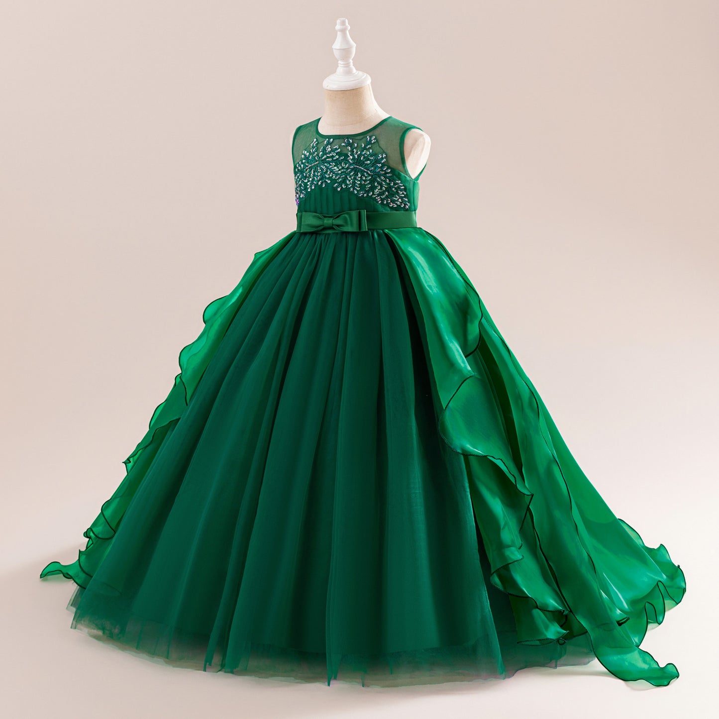 Girls A-line Sequin Embroidered Tulle Maxi Dress – Party & Formal Wear