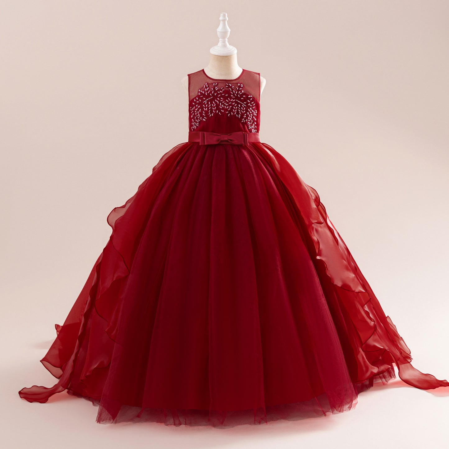 Girls A-line Sequin Embroidered Tulle Maxi Dress – Party & Formal Wear