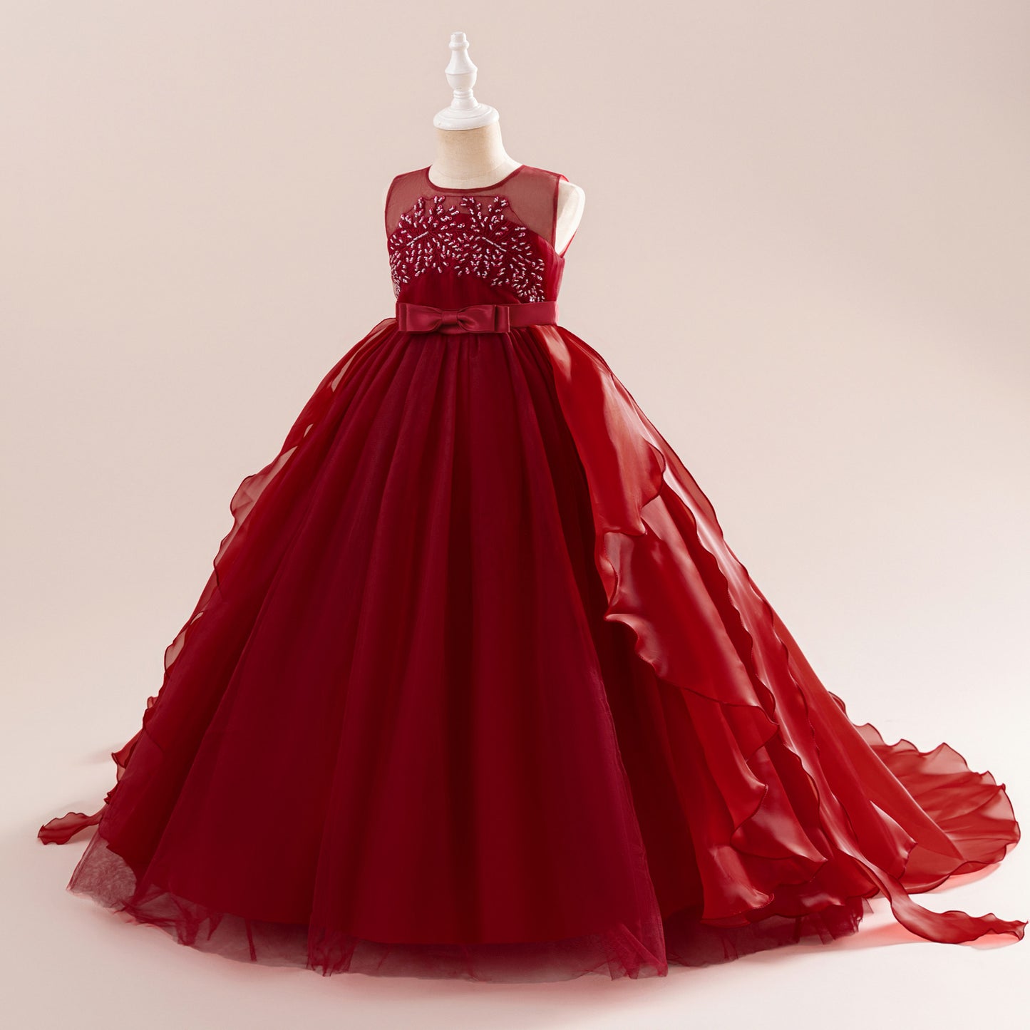 Girls A-line Sequin Embroidered Tulle Maxi Dress – Party & Formal Wear