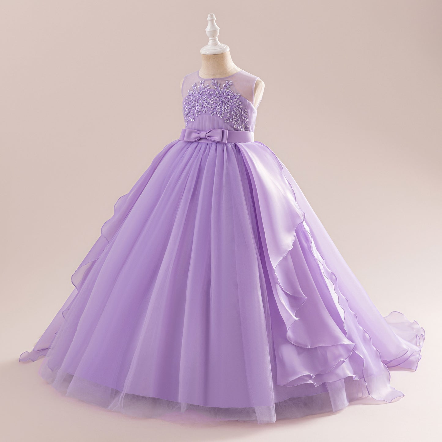 Girls A-line Sequin Embroidered Tulle Maxi Dress – Party & Formal Wear
