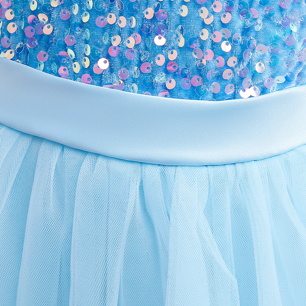 Sequin Puffy Princess Dress for Girls with Bowknot – Party & Flower Girl Gown