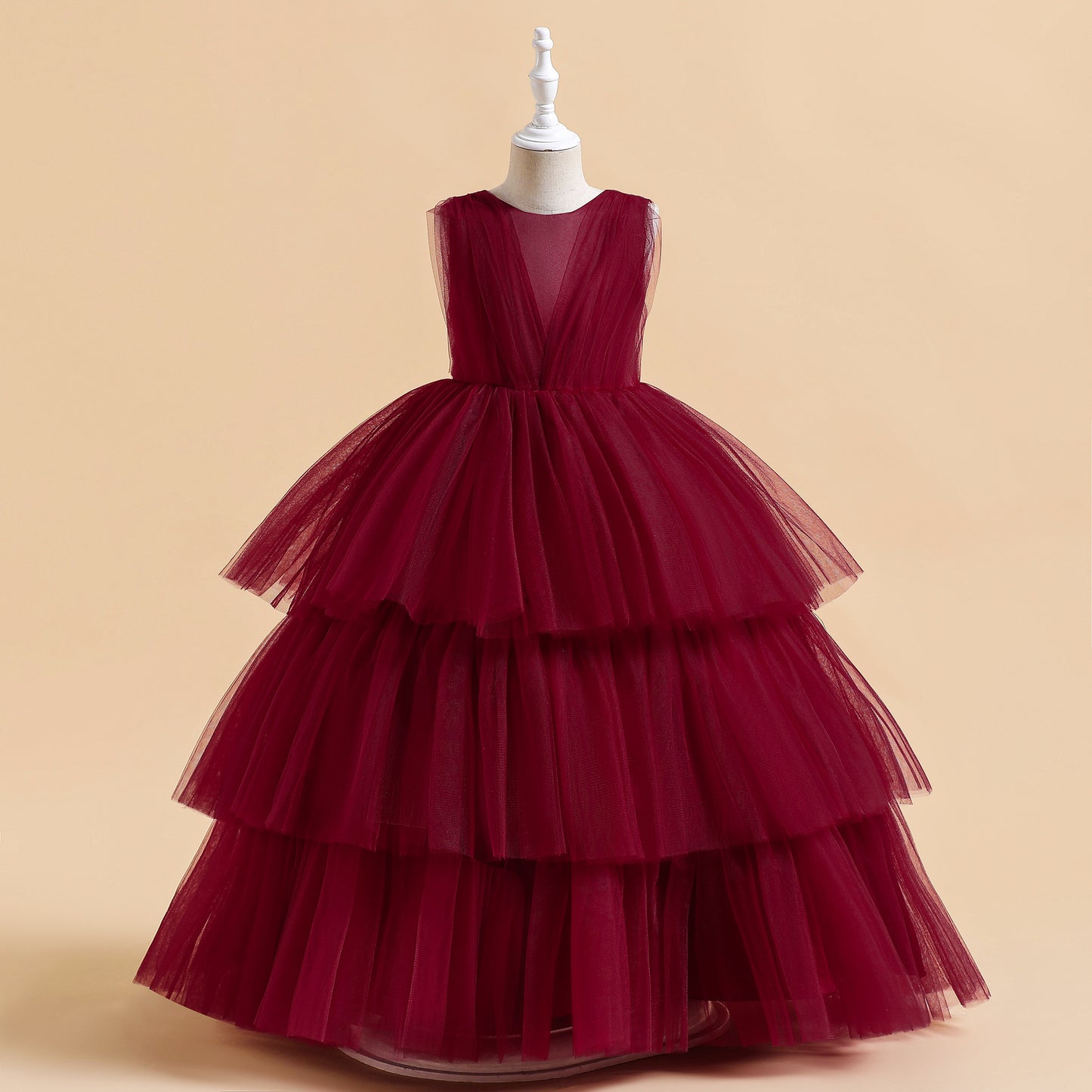 Cute Girls' Maxi Tiered Tulle Princess Dress for Parties & Weddings