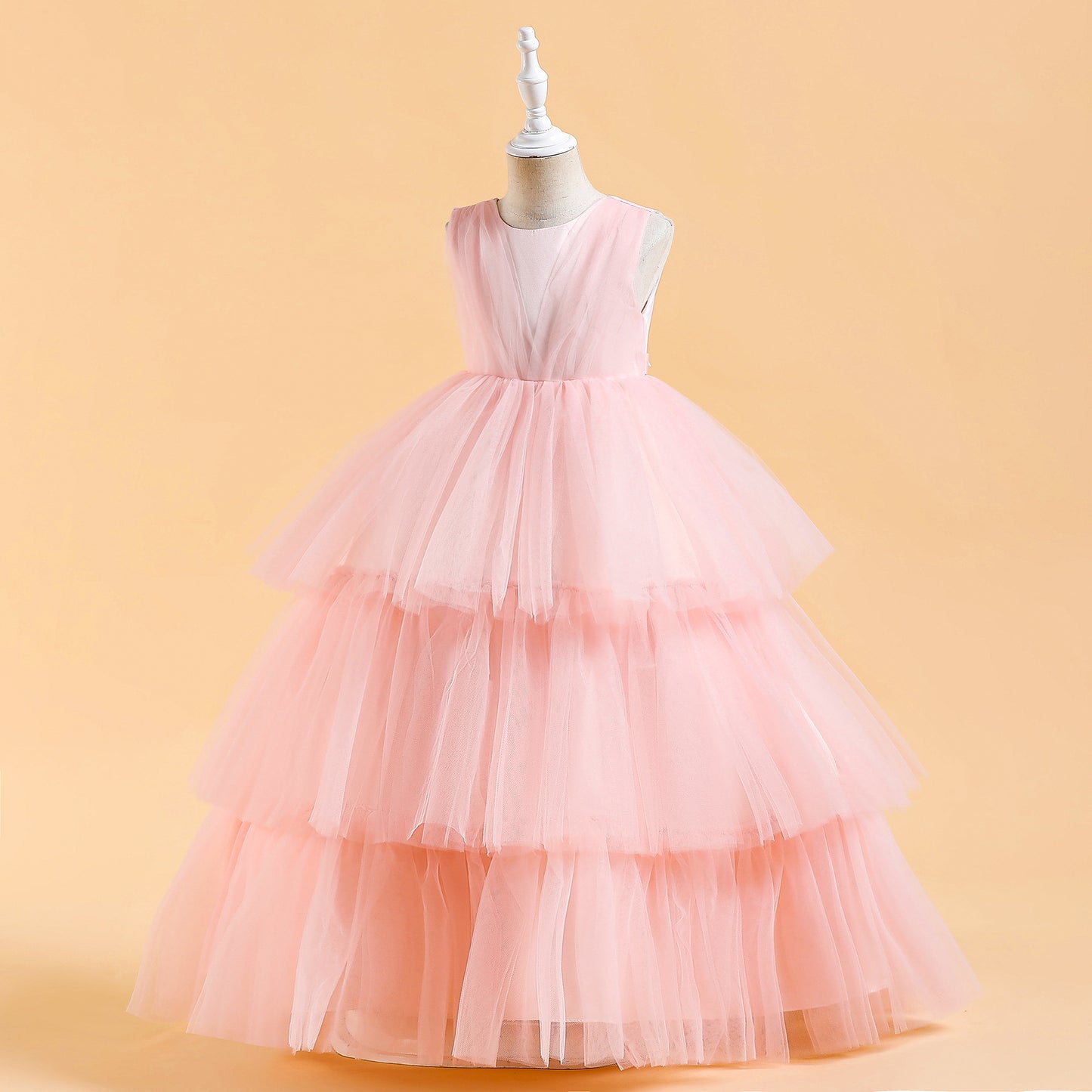 Cute Girls' Maxi Tiered Tulle Princess Dress for Parties & Weddings