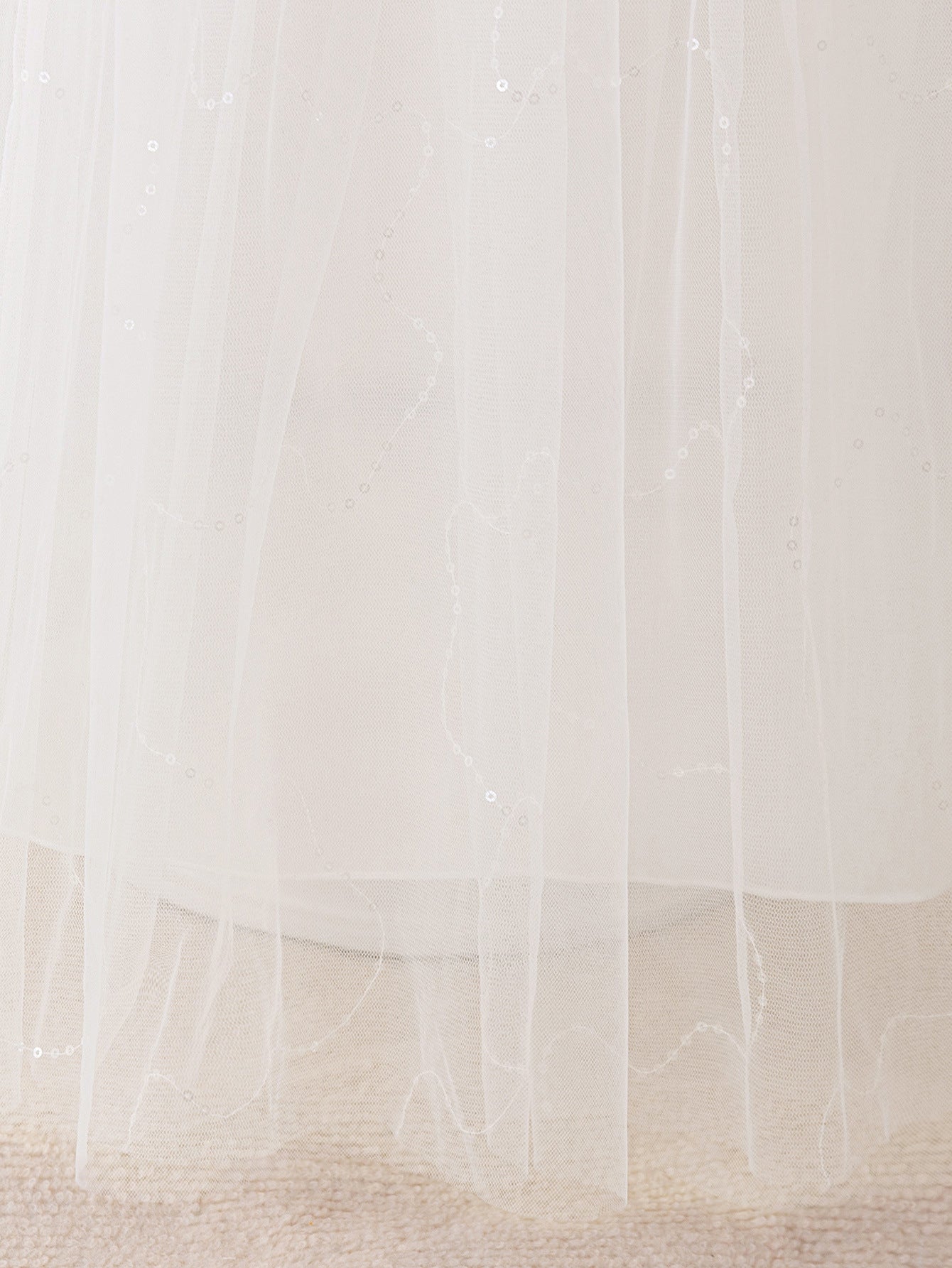 Girls Maxi A-Line Lace Tulle Dress – Princess Sequin Flower Girl Gown