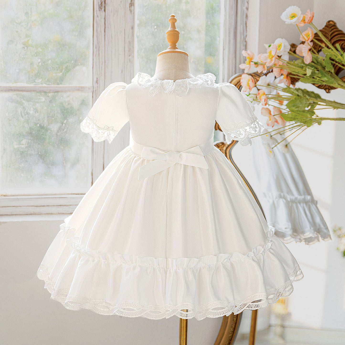 White Lace Princess Dress for Girls | Flower Girl & Formal Occasion