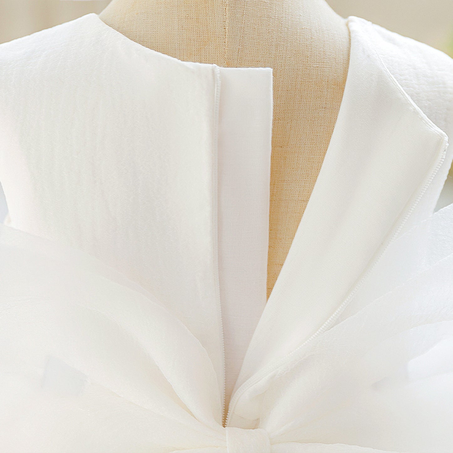 Girls' Tea Length White Tulle Dress with Bow | A-Line Sleeveless Princess Dress for Special Occasions