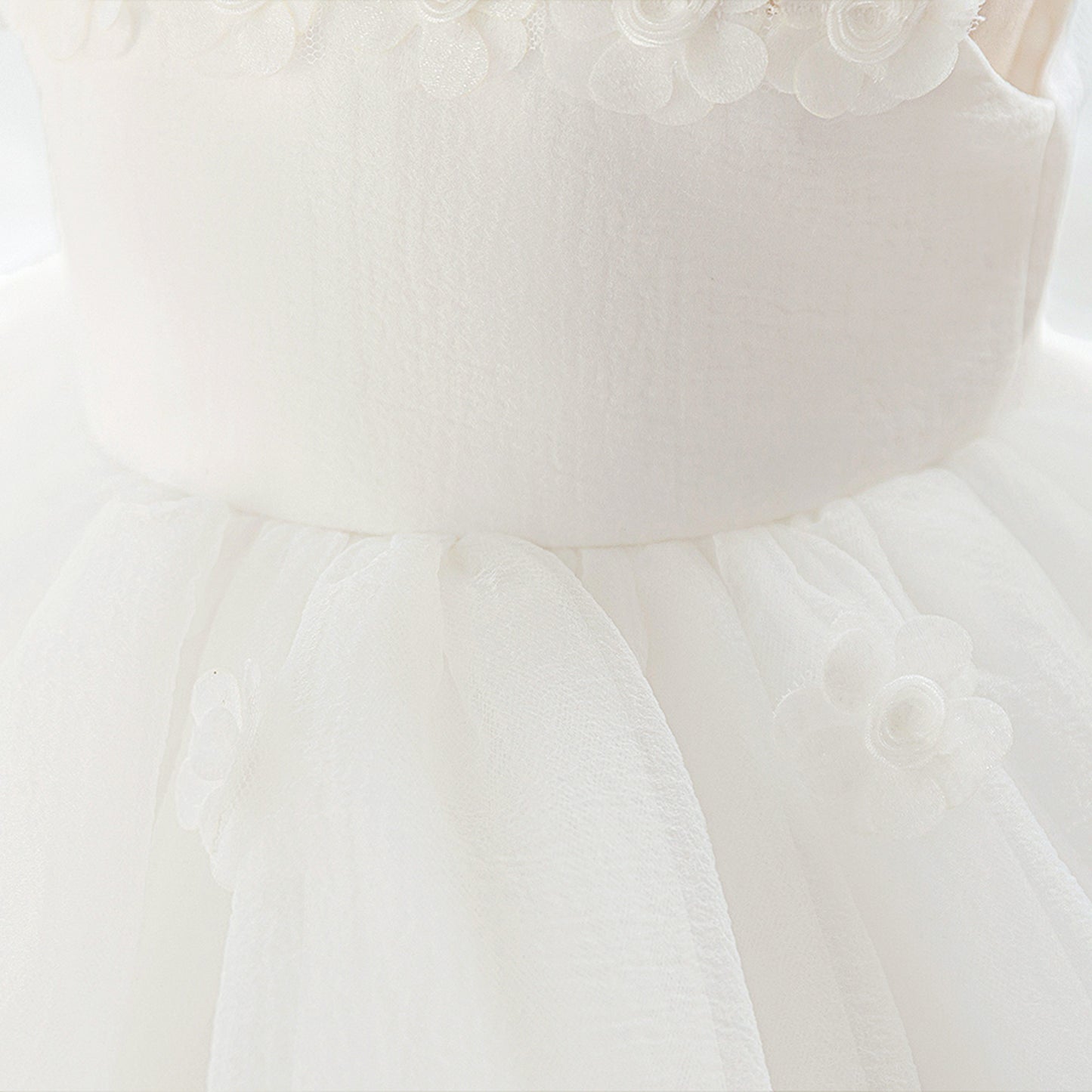 Girls' Tea Length White Tulle Dress with Bow | A-Line Sleeveless Princess Dress for Special Occasions
