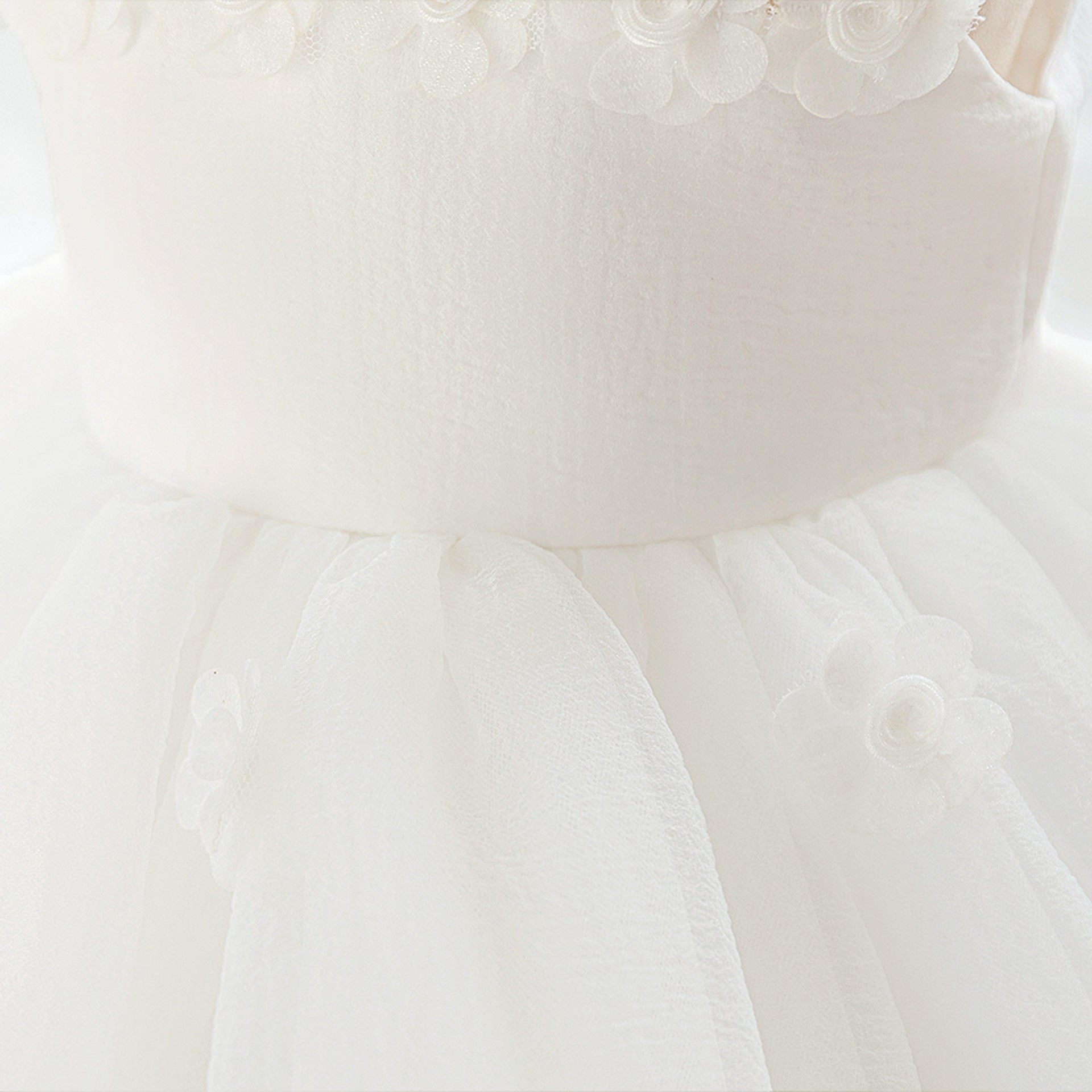 Frocklet Girls' Tea Length White Tulle Dress with Bow | A-Line Sleeveless Princess Dress for Special Occasions 6