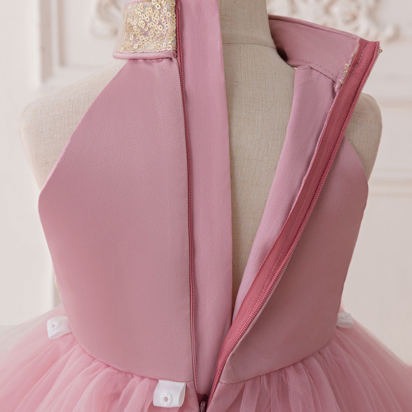 Cute Halter Neck Puffy Tulle High-Low Princess Dress for Kids