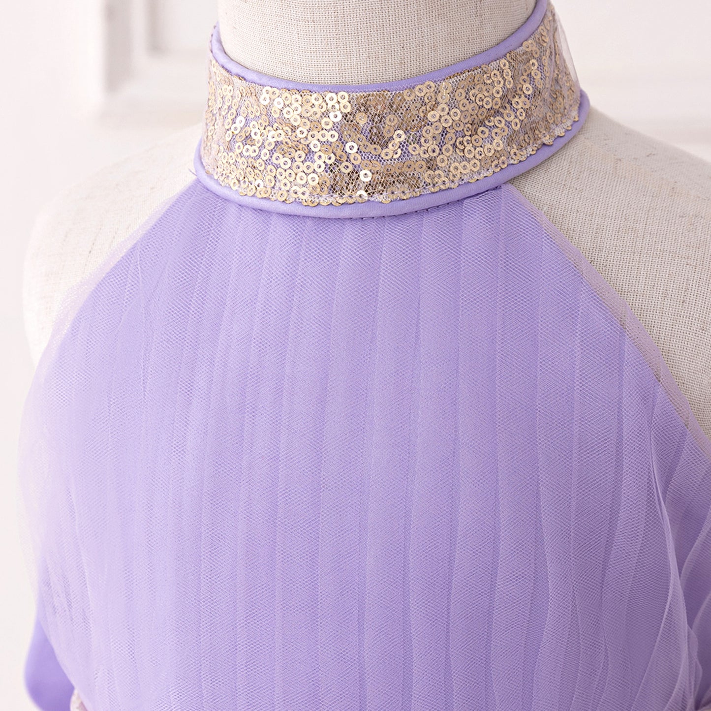 Cute Halter Neck Puffy Tulle High-Low Princess Dress for Kids