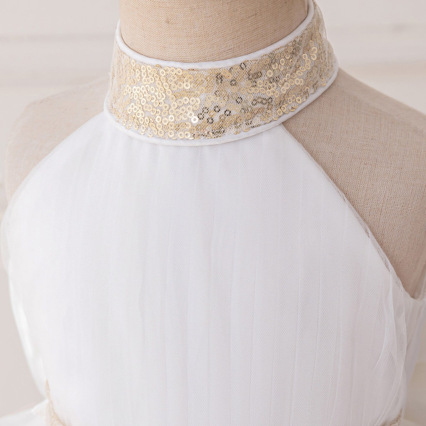 Cute Halter Neck Puffy Tulle High-Low Princess Dress for Kids