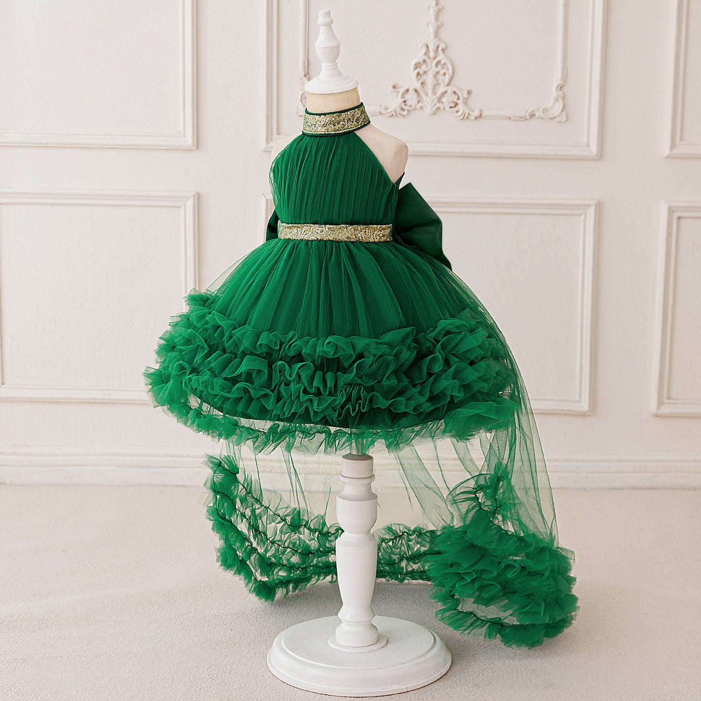 Cute Puffy Halter Neck Tulle Ball Gown Dress for Kids - Party & Flower Girl Outfit
