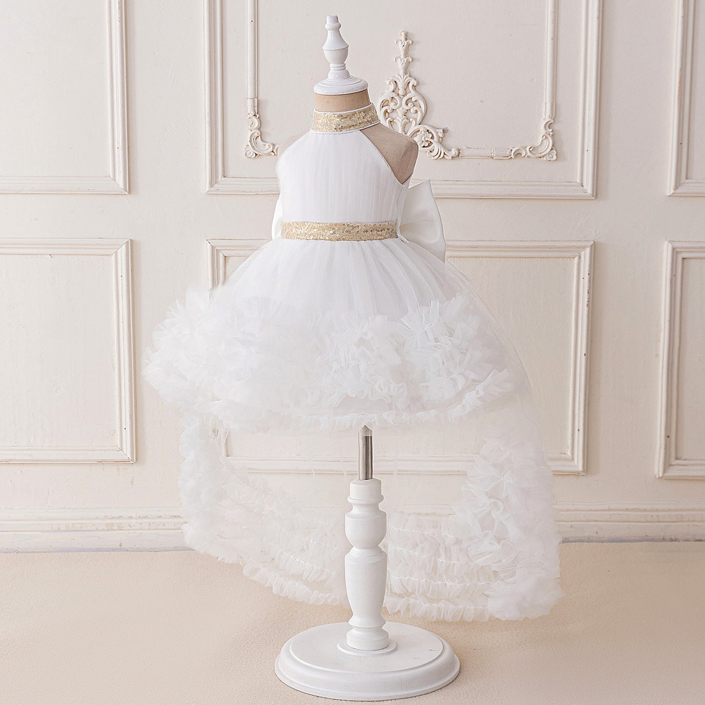 Cute Puffy Halter Neck Tulle Ball Gown Dress for Kids - Party & Flower Girl Outfit