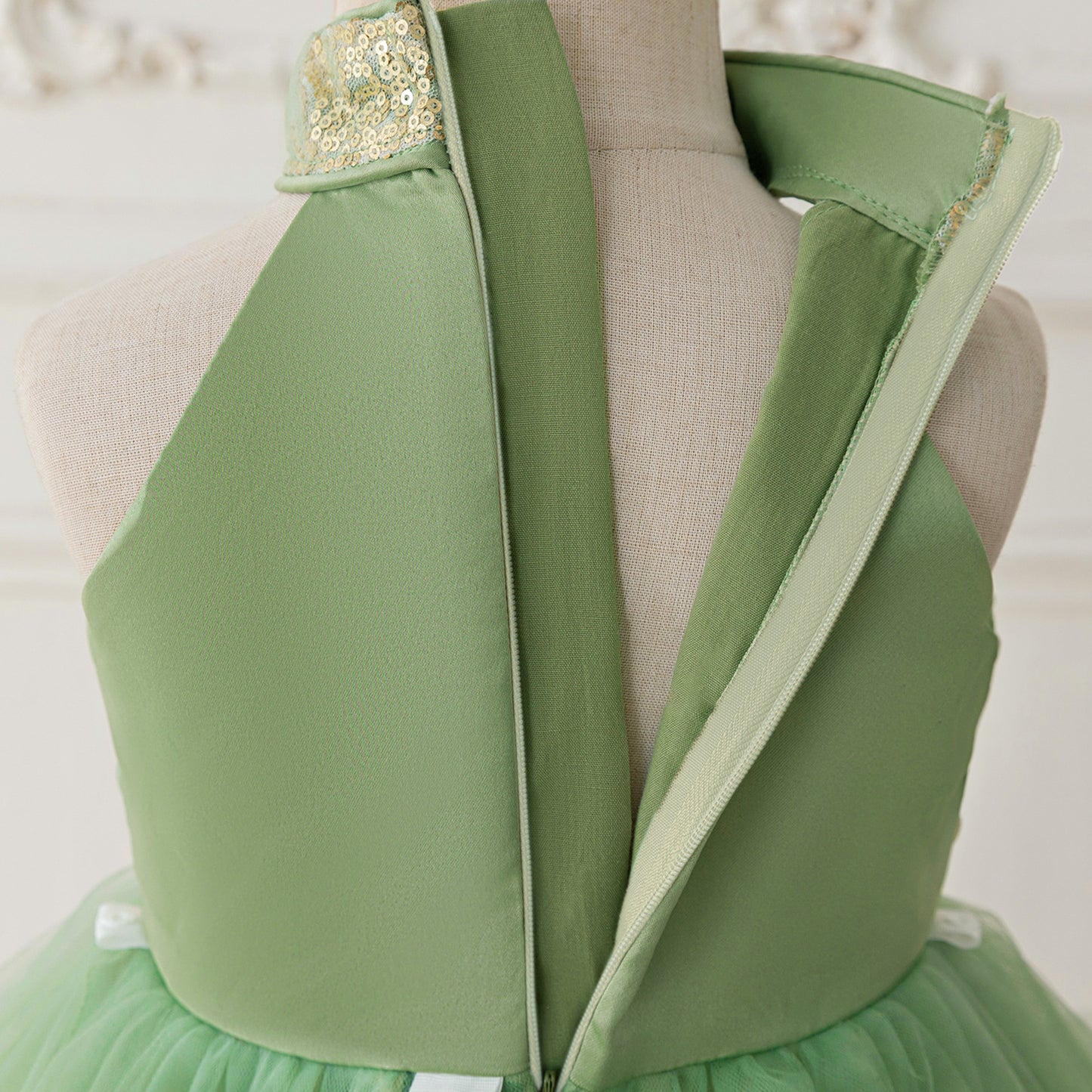 Cute Puffy Halter Neck Tulle Ball Gown Dress for Kids - Party & Flower Girl Outfit