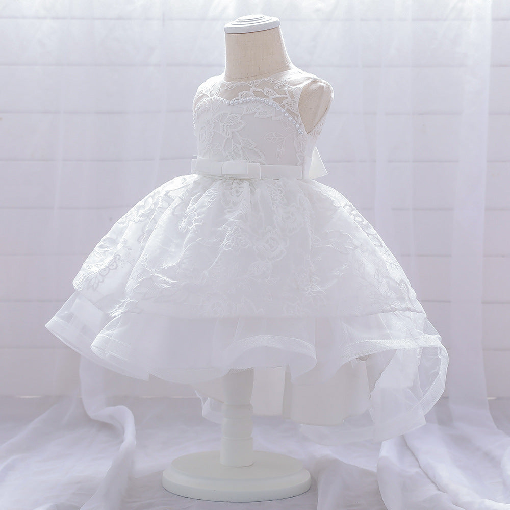 Cute Puffy Ball Gown Dress for Baby Girls | High-Low Lace & Mesh Special Occasion Outfit