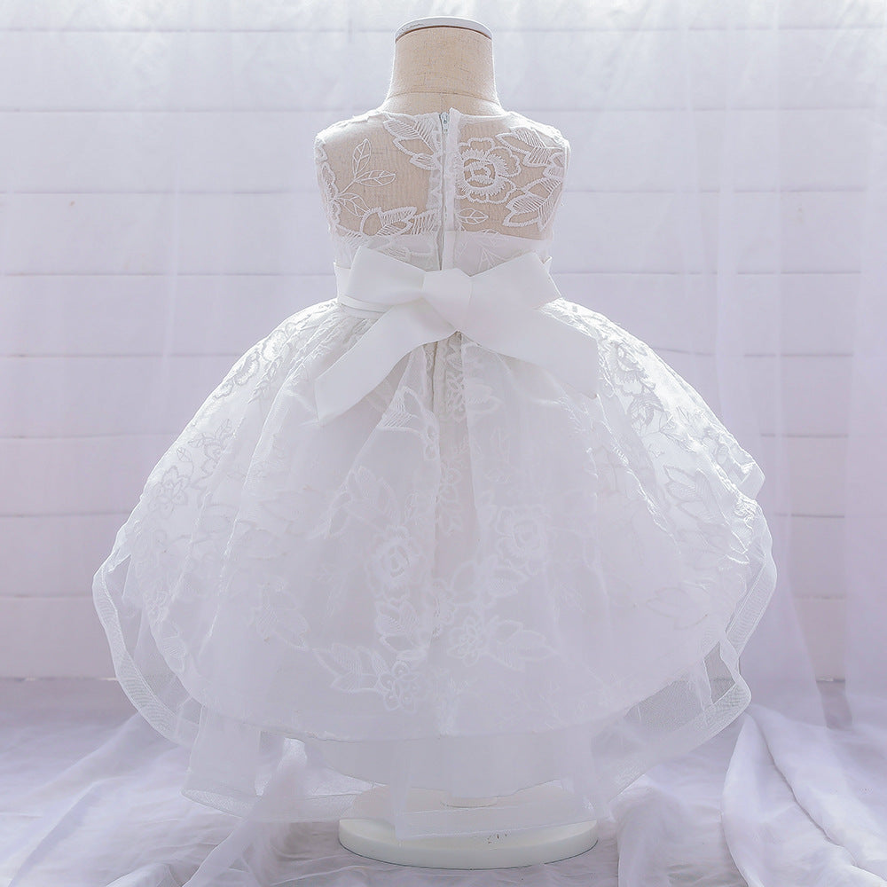 Cute Puffy Ball Gown Dress for Baby Girls | High-Low Lace & Mesh Special Occasion Outfit
