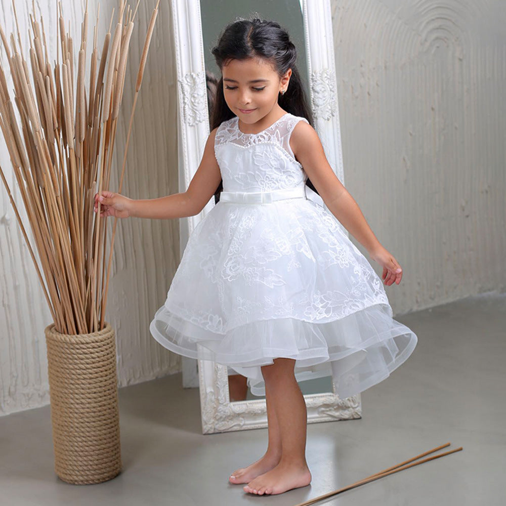 Cute Puffy Ball Gown Dress for Baby Girls | High-Low Lace & Mesh Special Occasion Outfit