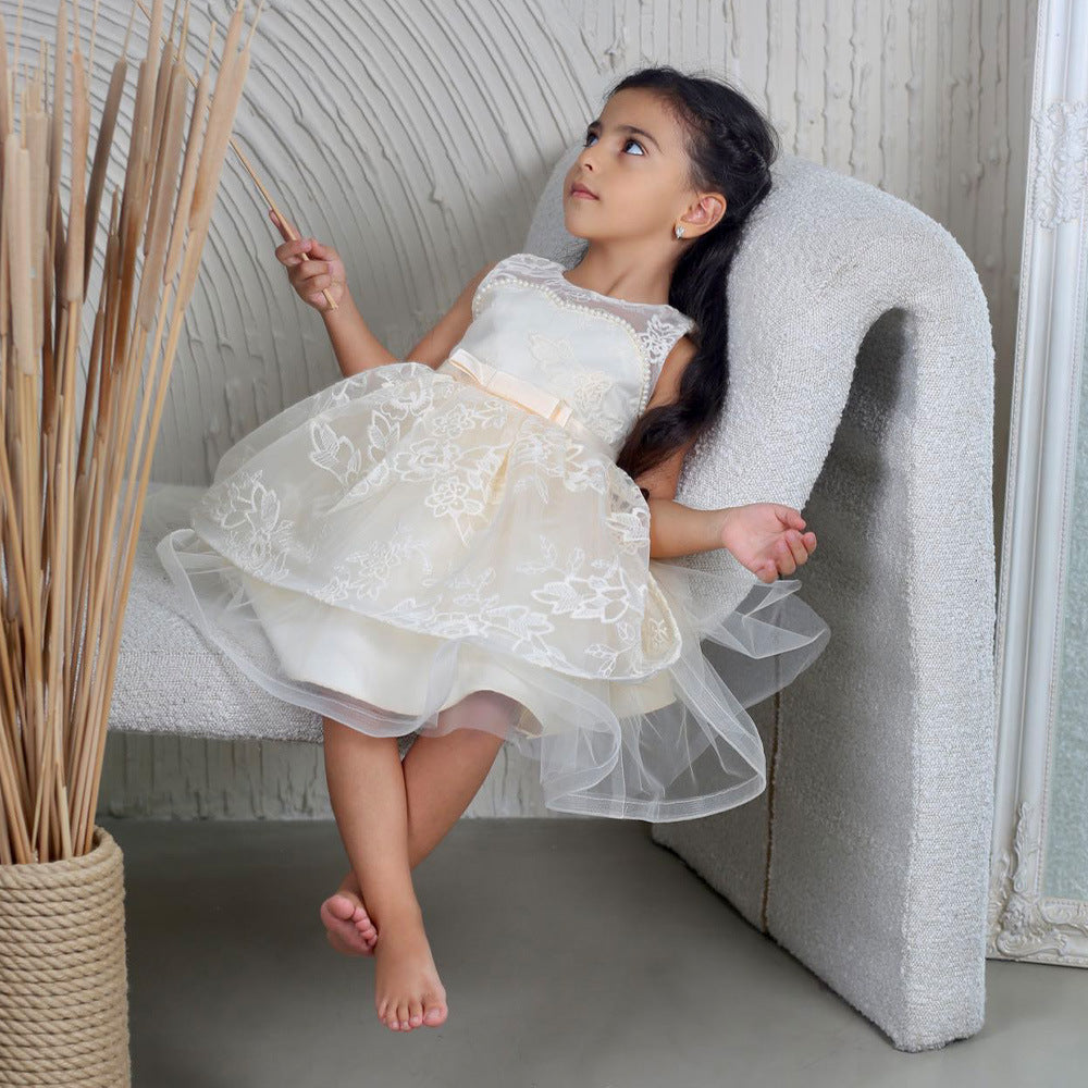 Cute Puffy Ball Gown Dress for Baby Girls | High-Low Lace & Mesh Special Occasion Outfit