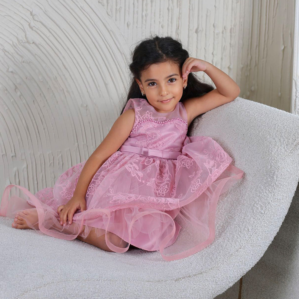 Cute Puffy Ball Gown Dress for Baby Girls | High-Low Lace & Mesh Special Occasion Outfit