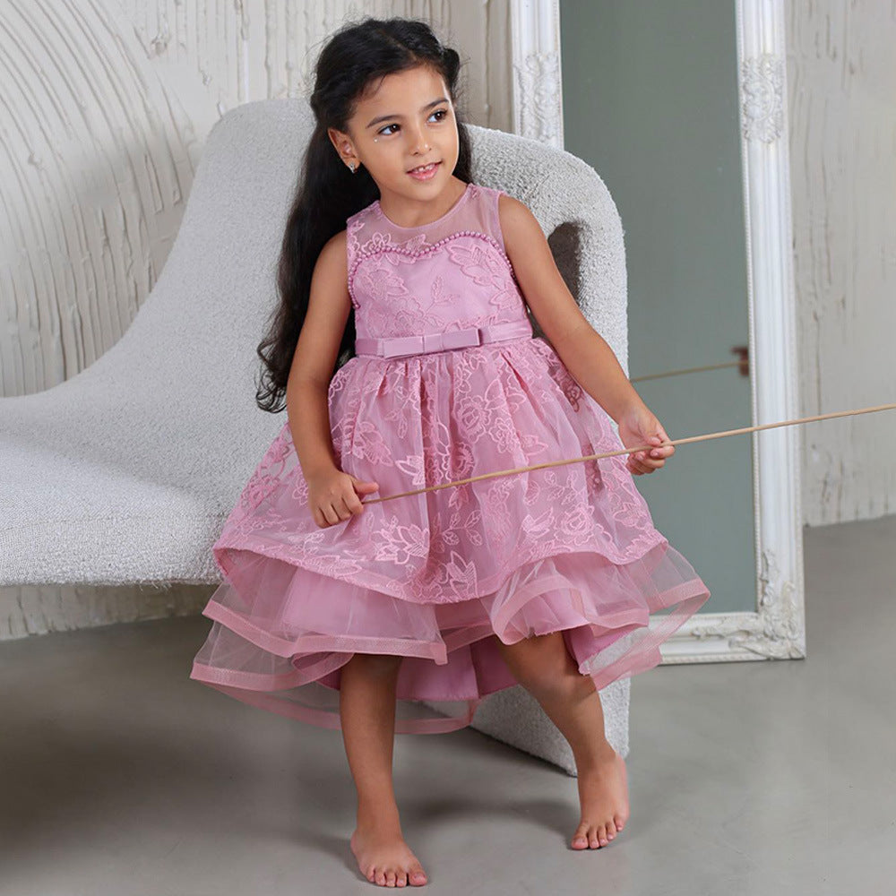 Cute Puffy Ball Gown Dress for Baby Girls | High-Low Lace & Mesh Special Occasion Outfit