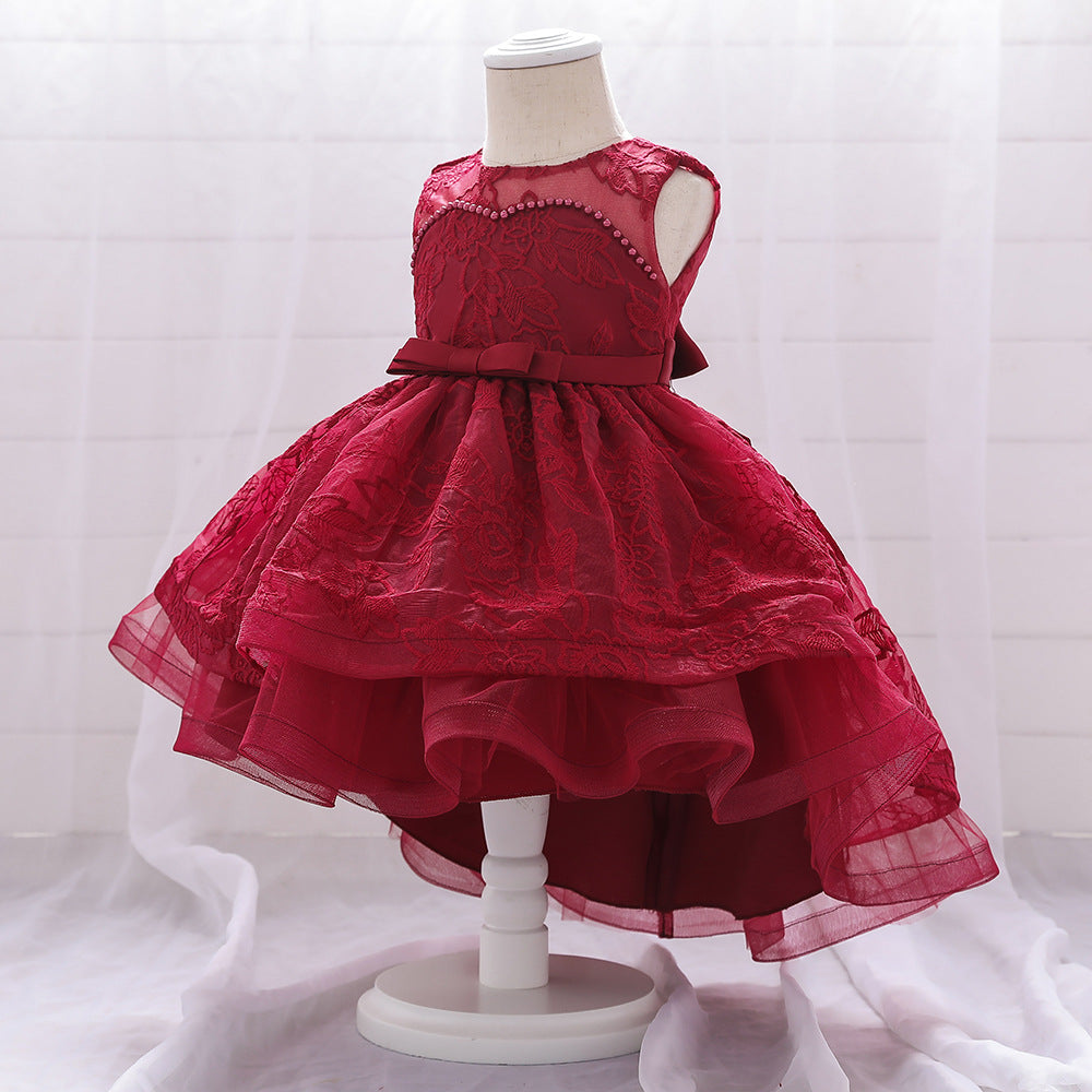 Cute Puffy Ball Gown Dress for Baby Girls | High-Low Lace & Mesh Special Occasion Outfit
