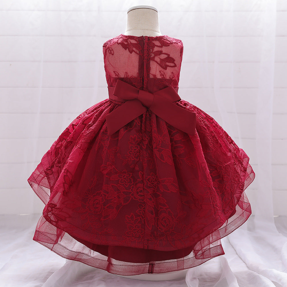 Cute Puffy Ball Gown Dress for Baby Girls | High-Low Lace & Mesh Special Occasion Outfit