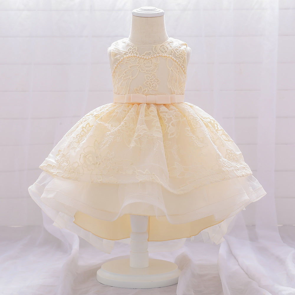 Cute Puffy Ball Gown Dress for Baby Girls | High-Low Lace & Mesh Special Occasion Outfit