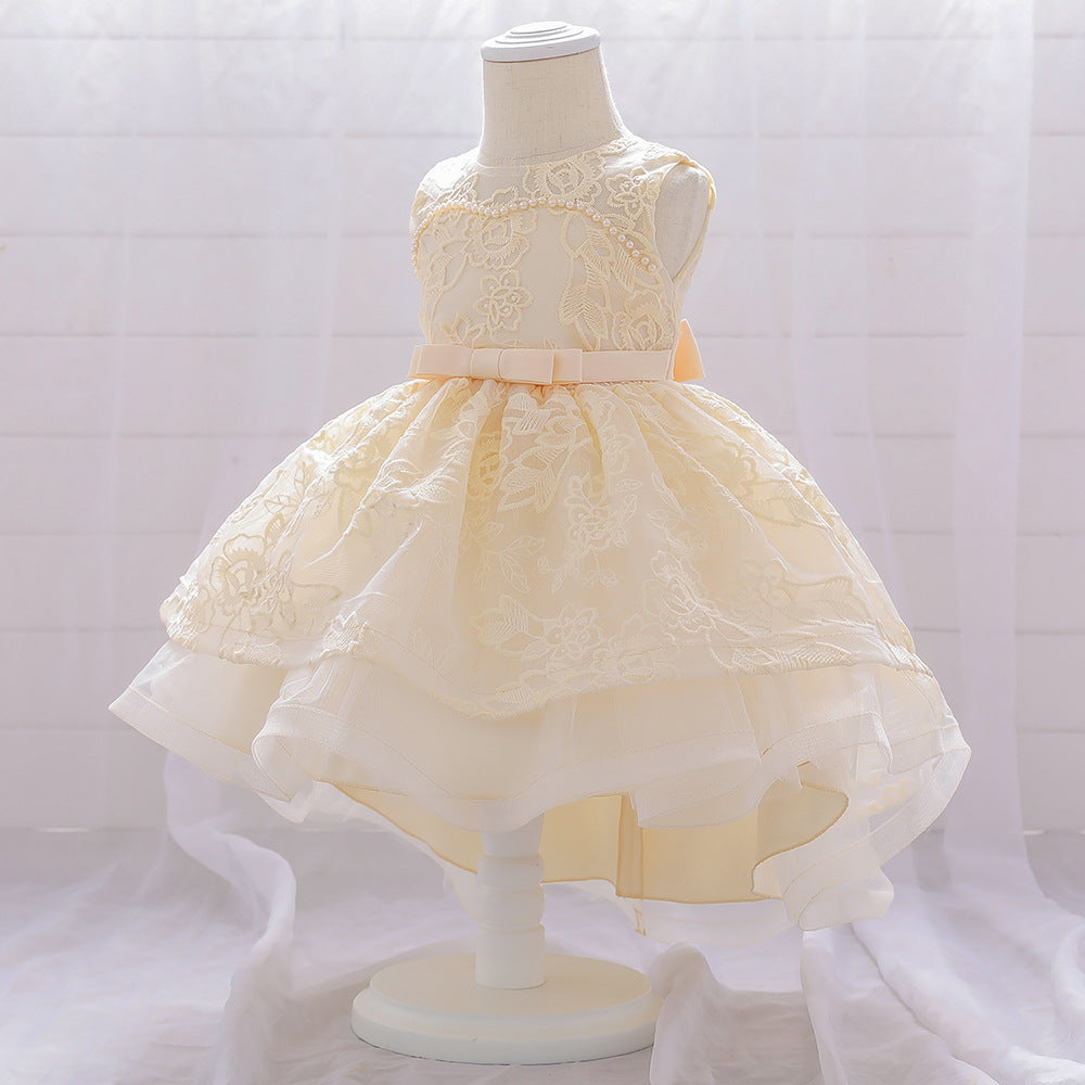 Cute Puffy Ball Gown Dress for Baby Girls | High-Low Lace & Mesh Special Occasion Outfit