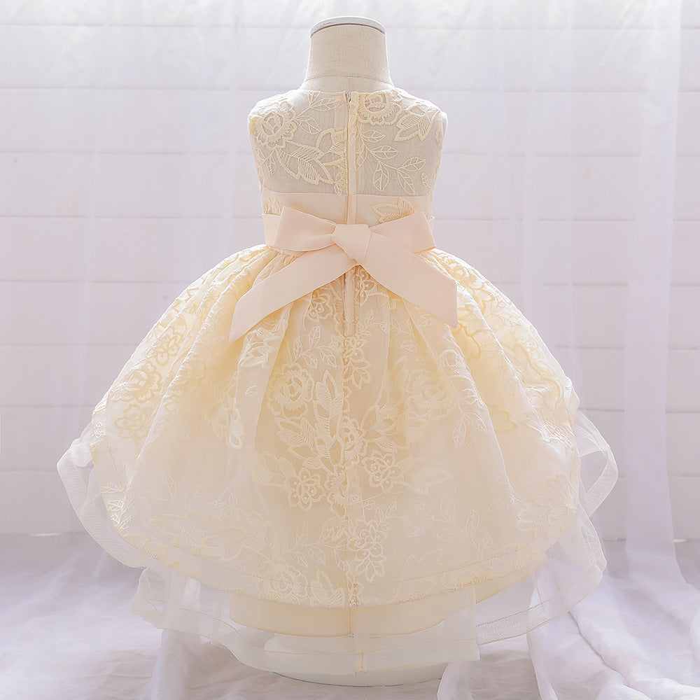 Cute Puffy Ball Gown Dress for Baby Girls | High-Low Lace & Mesh Special Occasion Outfit