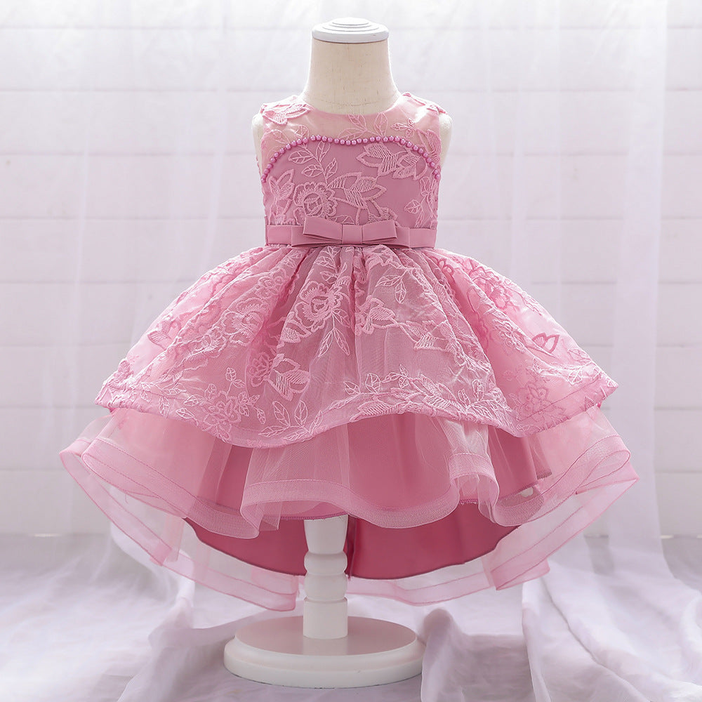 Cute Puffy Ball Gown Dress for Baby Girls | High-Low Lace & Mesh Special Occasion Outfit