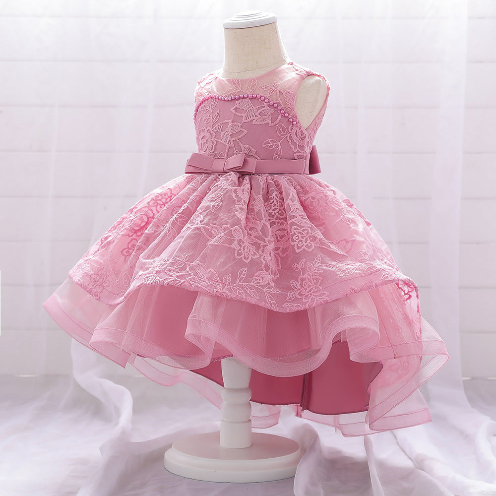 Cute Puffy Ball Gown Dress for Baby Girls | High-Low Lace & Mesh Special Occasion Outfit