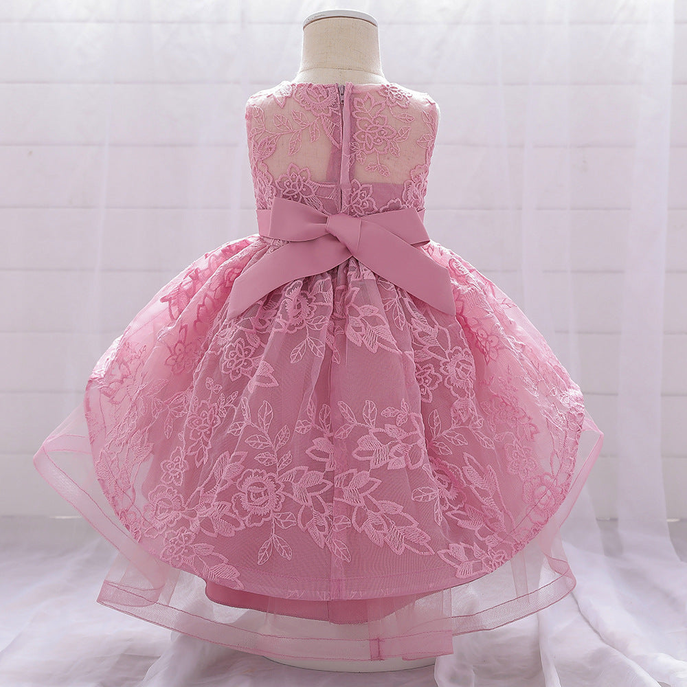 Cute Puffy Ball Gown Dress for Baby Girls | High-Low Lace & Mesh Special Occasion Outfit