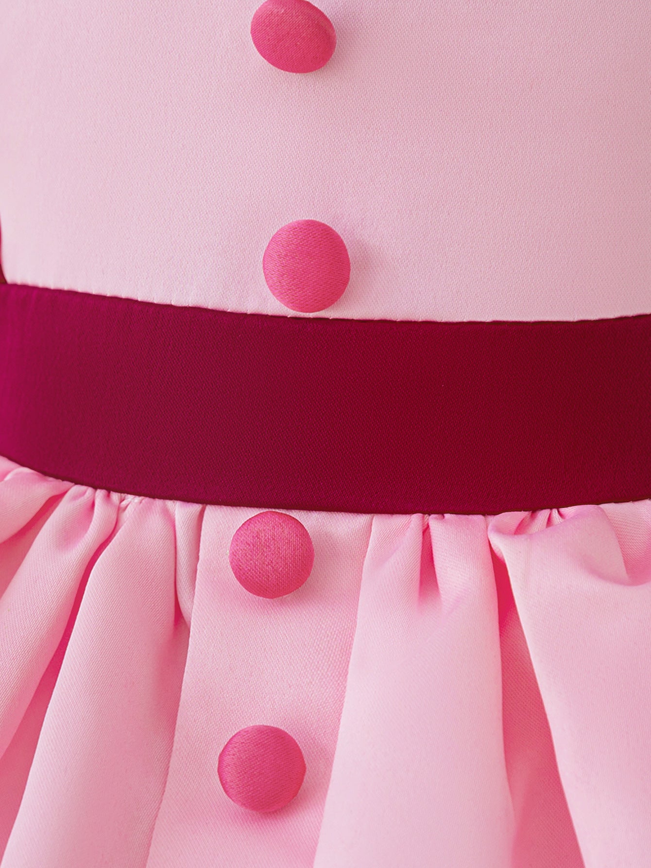 Hot Pink Puffy Sleeve Princess Dress with Collar | Girls’ Tea Length Ball Gown