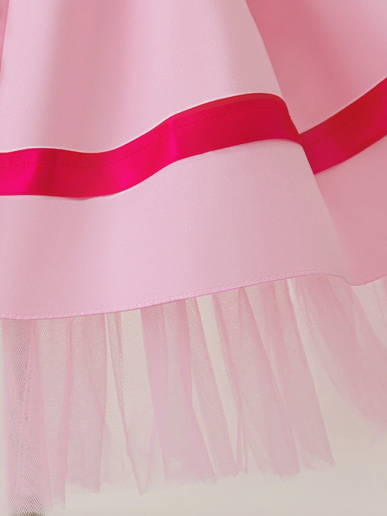 Hot Pink Puffy Sleeve Princess Dress with Collar | Girls’ Tea Length Ball Gown