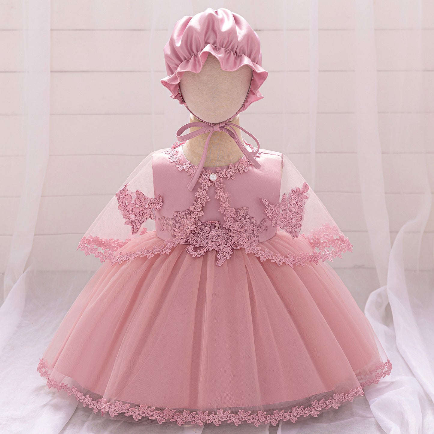 Cute Infant Tulle A-Line Lace Dress for Parties & Celebrations