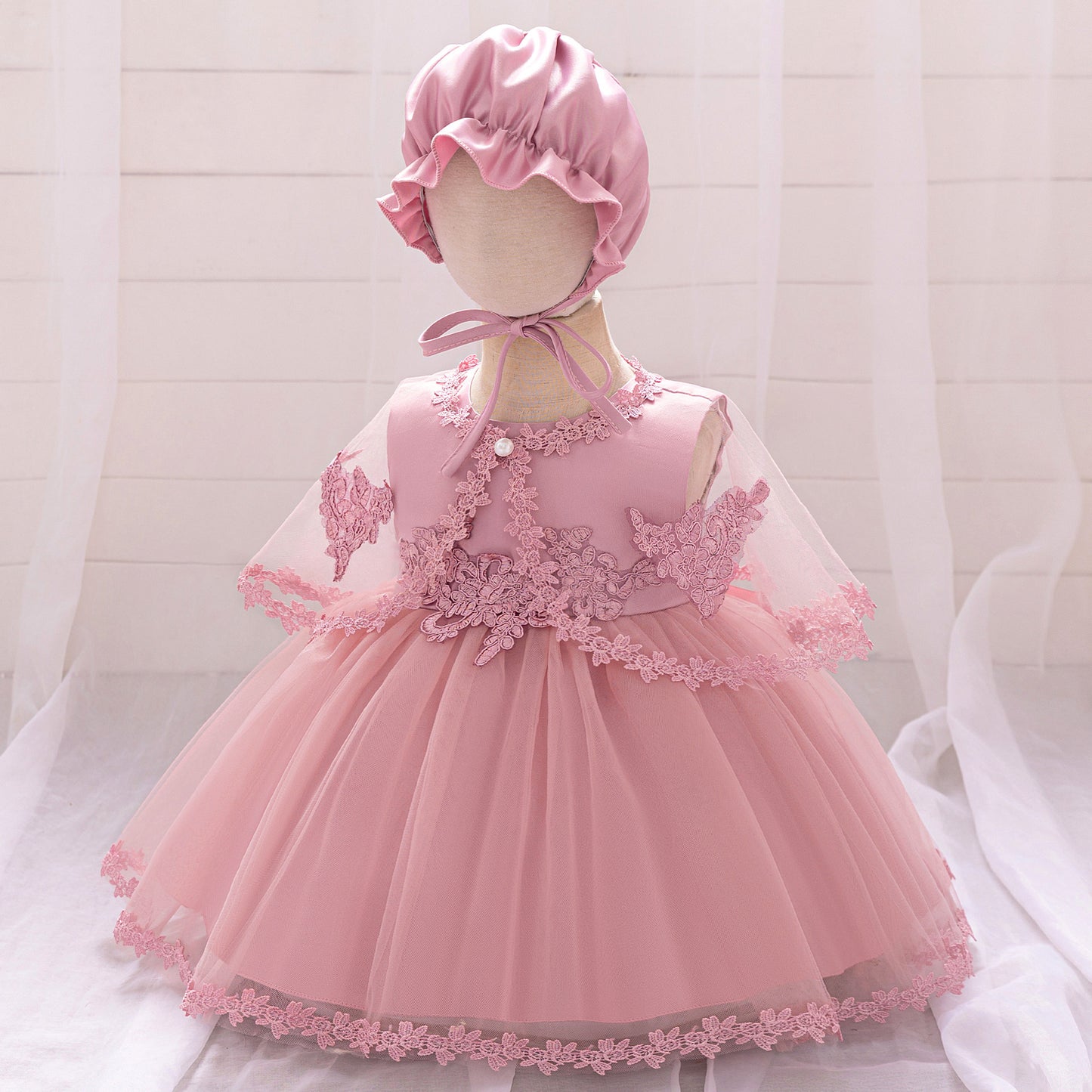 Cute Infant Tulle A-Line Lace Dress for Parties & Celebrations
