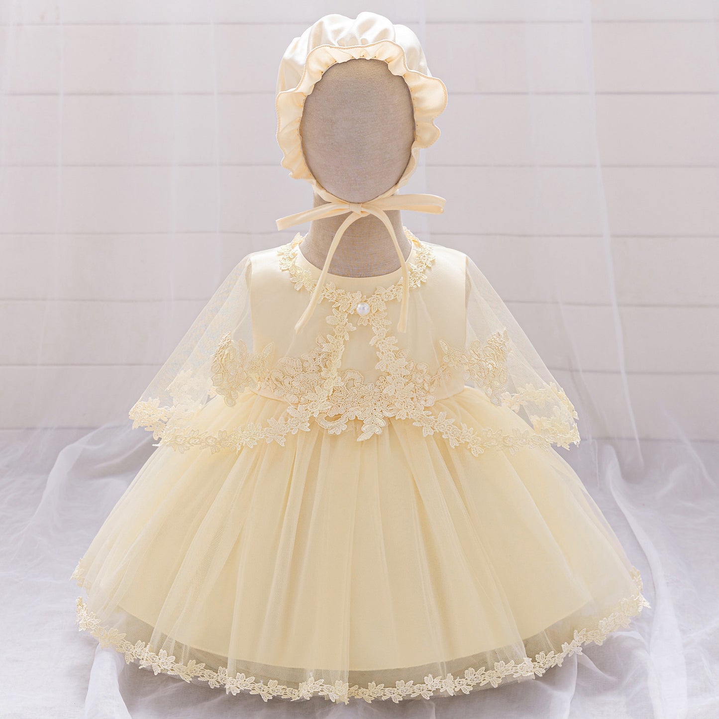 Cute Infant Tulle A-Line Lace Dress for Parties & Celebrations